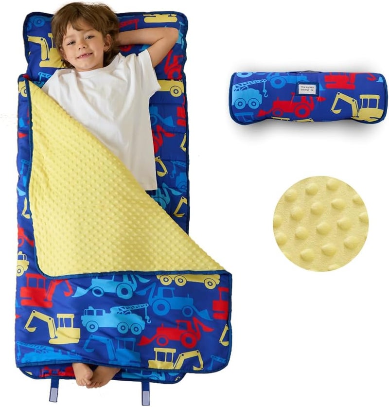 beeweed Toddler Nap Mat, Rollup Design Kid Sleeping Mat with Removable Pillow & Minky Blanket, Toddler Sleeping Bag for Daycare Preschool Travel Camping - Image 1